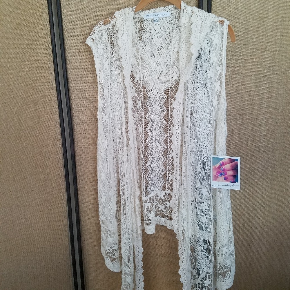 Brand New Late For Dinner sleeveless crochet vest